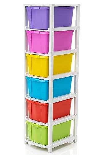 Image of 6 XL Plastic Modular Drawer System for Home, Office, Hospital, Parlor, School, Doctors, Home and Kids, Product Dimension When Asembeled (31Cmx39Cmx116Cm) (Multi, 6XL)