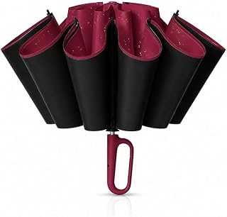 Zancia UV Reversible Umbrella with Novelty Carabiner Handle, Travel-Friendly Umbrellas for Sun & Rain Protection, Windproo... Price In India