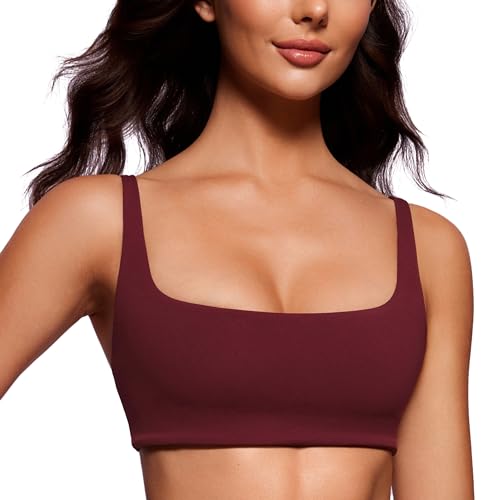 Image of CRZ YOGA Butterluxe Square Neck Sports Bras | Light Support, Removable Pads, Yoga, Extremely Soft, Low Coverage, Adjustable Spaghetti Straps, for Women