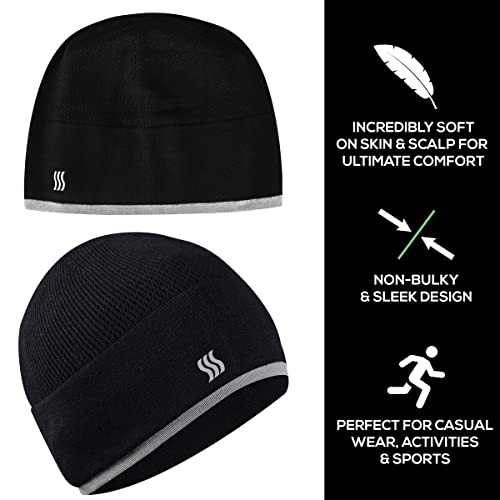 Saaka Beanie Hat. Soft & Lightweight. Running, Walking, & Exercise. Cap For Men & Women (Black) #TOP2