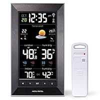AcuRite Digital Vertical Weather Forecaster with Indoor/Outdoor Temperature, Humidity, and Date and Time (01121M), BLACK
