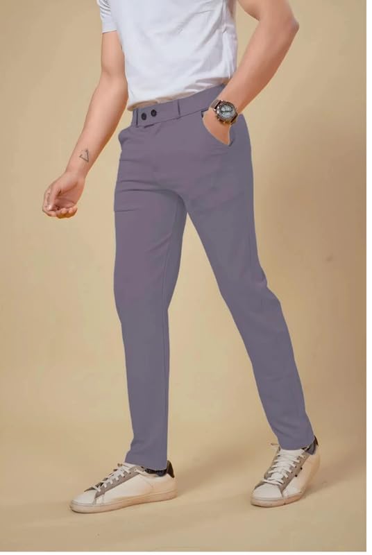 Image of NoseQueen Men's Slim Fit Cargo Trousers | Stretchable Formal Men Trousers | Stylish Slim Fit Trouser for Men | Polycotton Knitted Fabric Pant for Men's