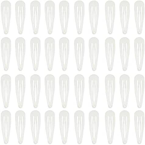 40 Counts White Color Metal Snap Hair Clips 2 Inch Barrettes for Women Accessories