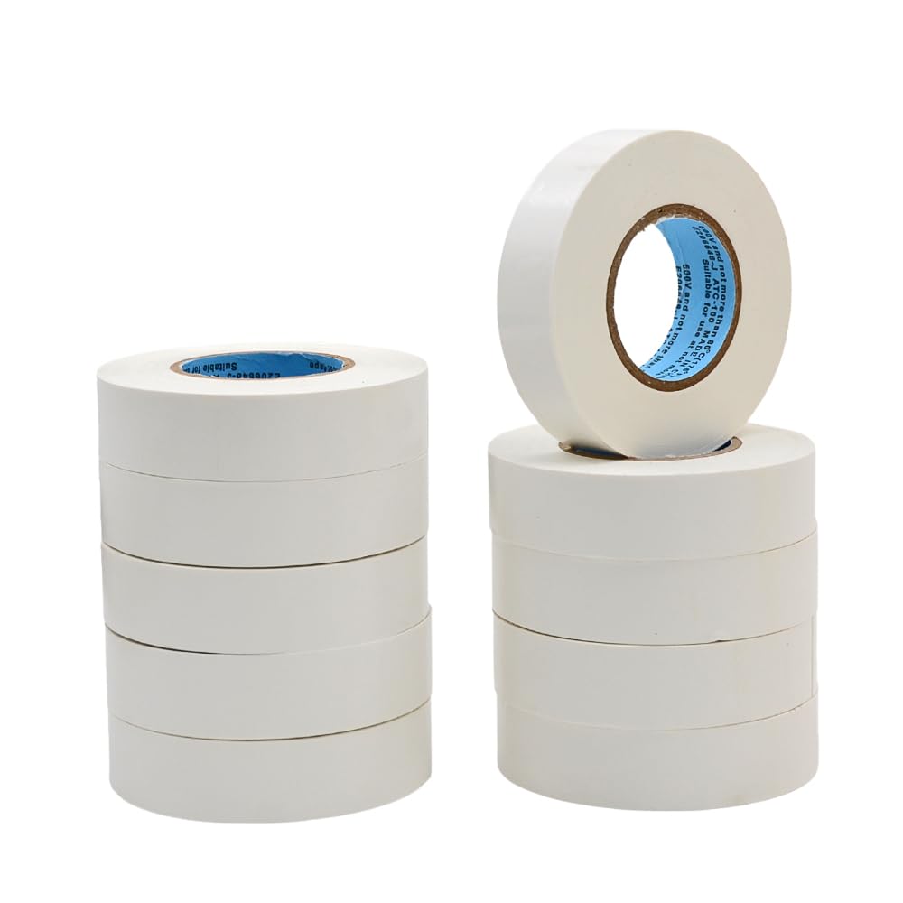 MAT cinta eléctrica delgada de grado profesional – 3/4 pulgadas Núcleo UL/CSA de 66 pies (10 rollos) – resistente al agua, ignífugo, fuerte adhesivo de base de goma para uso no más de 600 V y 176 F