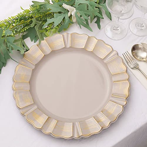 Set de 6 platos cargadores plásticos redondos taupe 13 pulg. miniatura 1