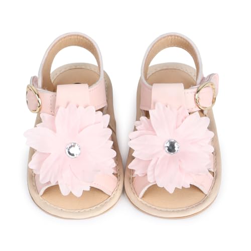Image of HsdsBebe Baby Girls Sandals Bohemia Flower Bow Soft Sole Toddler First Walkers Beach Summer Shoes