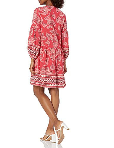 Vince Camuto Women's Pebble Crepe Button Down Balloon Sleeve Shirtdress, Coral, 6 #TOP1