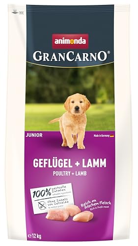 animonda GranCarno Junior Hundetrockenfutter getreidefrei Geflügel + Lamm (1 x 12 kg), Trockenfutter für Junge Hunde ohne Getreide, Welpenfutter trocken mit hoher Bekömmlichkeit