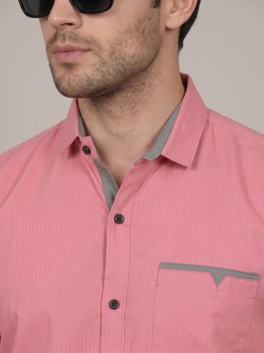 Image of Diverse Men's Cotton Blend Shirt with Pocket Design Spread Collar Full Sleeves Regular Fit and Standard Length | Comfortable Cotton Casual Shirt for Man