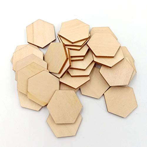 EXCEART 100 Pcs 30Mm Peças de Madeira Forma de Madeira Hexágono Formas de Recorte de Hexágono Inacab