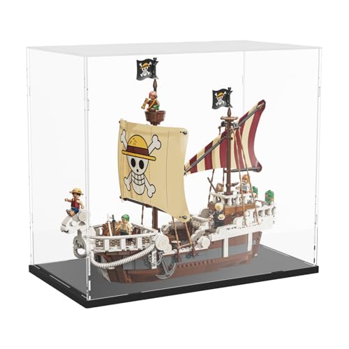 Image of Choowin Acrylic Display Case for Lego One Piece The Going Merry Pirate Ship 75639 for Lego Display Thickened Clear Acrylic Display Cases for Collectibles Assemble Dustproof Display Box(Black Base)