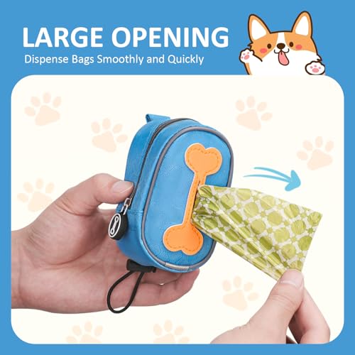 Image of Hands Free Dog Poop Bag Holder for Leash with Big Opening, Zippered Pouch with Carabiner Hook Waterproof Dog Poop Bag Holder(1 Doggy Bag) (Dark Blue)