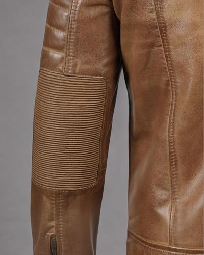 Image of fjackets Leather Jacket Men Real Lambskin - Cafe Racer Moto Style, Stand Collar Zip Up Jacket