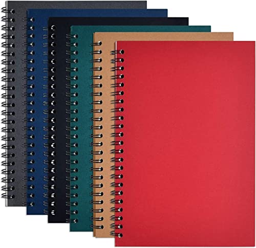 6 Pieces Colorful Cover Soft Cover Notebook with Lined Paper 8.3 inch x 5.5 inch, Spiral Notebooks -120 Pages, 60 Sheets for Office School Travel Cover