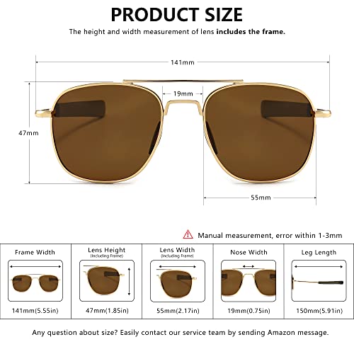 Image of SUNGAIT Men's Military Style Polarized Pilot Aviator Sunglasses - Bayonet Temples