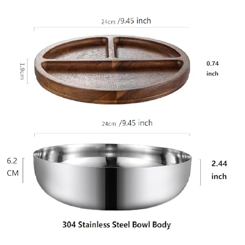 VINGVO Tazón Mezclador de Acero Inoxidable con Tapa de Madera miniatura 5