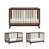 Babyletto Scoot 3-in-1 Baby Crib Convertible to Wooden Toddler Bed, Daybed - GREENGUARD Gold Certified - Easy Assembly, Made of 100% Solid Wood - Includes Toddler Conversion Kit - Walnut