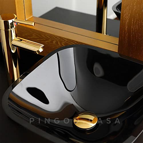 Pingoo.Casa, Válvula de Escoamento para Cuba de Banheiro, Click, Cromado, Iguatemi, Dourado