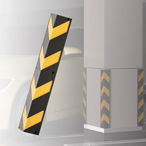 High Visibility Reflective Rubber Garage Wall Protectors, Durable Bumper Guards to Prevent Scratches and Damage in Parking Garages and Warehouses