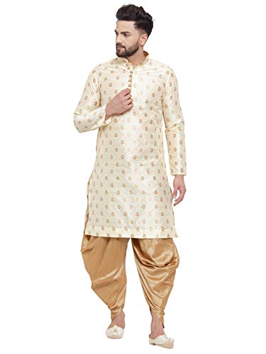 Image of Larwa Men's Cotton Silk Kurta And Salwar Dhoti Set