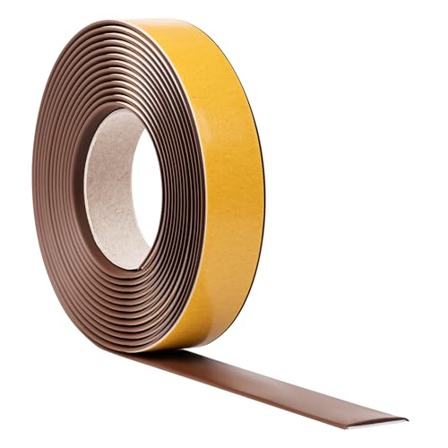 Quest Profilé de transition autocollant 5 m - Barre de transition en PVC - Barre de transition - Barre de recouvrement - Profil de compensation - Marron - 35 mm