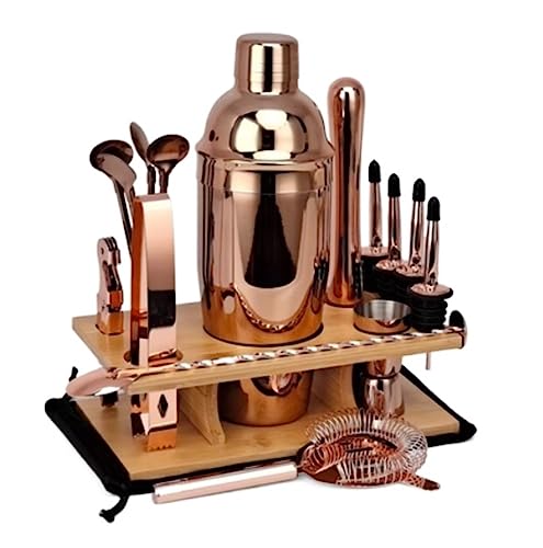 Kit bartender 14 piezas con coctelera 750 ml y soporte de madera miniatura 1