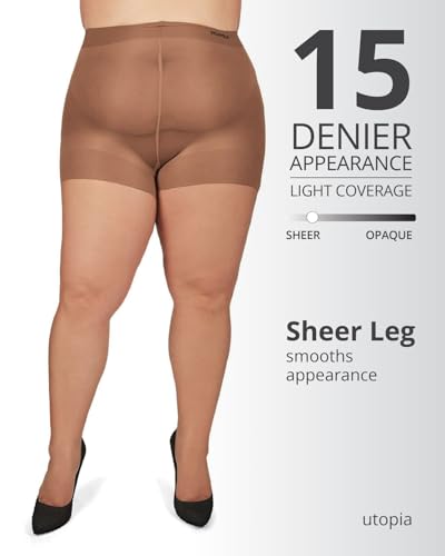 Image of MeMoi Plus Size Curvy Ultra Sheer Control Top Pantyhose