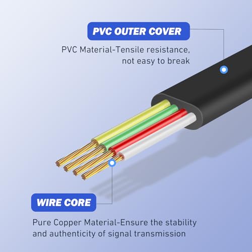Image of moeverEX Phone Extension Cord 25 Ft, Black Telephone Cable with RJ11 Plug