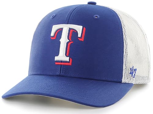 47 MLB Trucker Snapback Adjustable Hat Adult One Size Fits All - Texas Rangers Texas Rangers Blue