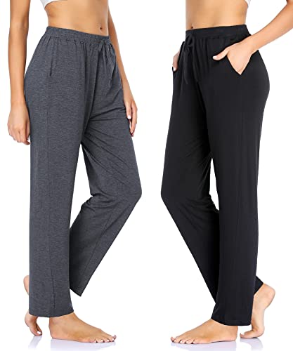 Asimoon Womens Yoga Pants Loose Comfy Casual Lounge Pants Soft Stretch Pull On Pants Wide Leg Athletic Pants With Pockets For Women #TOP7