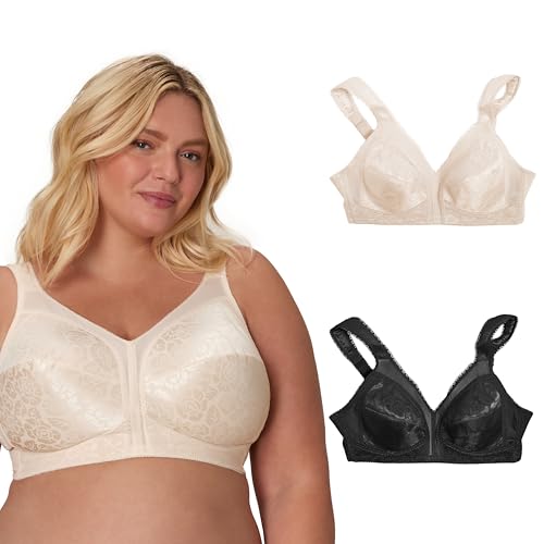 Image of Playtex Women's Wireless Bra, 18 Hour Plus-Size Bras Available, Full Coverage, Smoothing, 4693, Single or 2-Pack