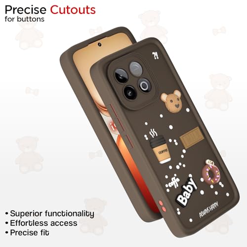 Image of Pikkme Back Cover for iQOO Neo 10 5G | Cute Fun Cartoon 3D Bear Silicone Full Body Protection Bumper Case (Brown)