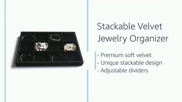 Frebeauty Rings/Earrings Organizer Tray with Clear Lid 10 Boxes Velvet Drawer Insert Jewelry Storage Box Glass Lid Jewelry Display Case Showcase Gift for Women (Beige, 10
