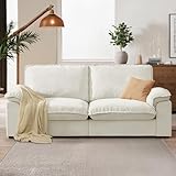 HALLYBEE 72' Cloud Couch Loveseat Sofa with Padded Armrests & Deep Seat Sofas for Living Room Apartment Office Chenille Fabric White