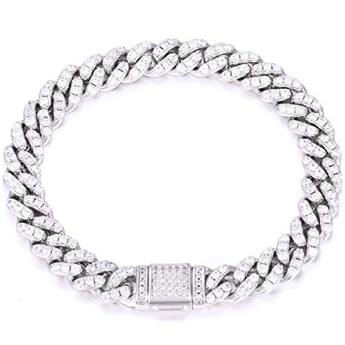 Yimeraire 8Mm Cuban Link Bracelet Iced Out 3 Times 18K Gold Plated/Platinum White Gold Full Cz Prong Set Aaa Diamond Cuban Chain Bracelet Anklet Cuban Link For Women, With Gift Box #TOP12