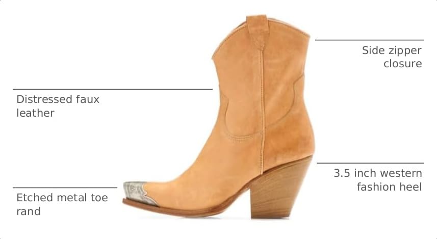 Image of keleimusi Women's Western Cowgirl Ankle Boots Stacked Block Heel Cowboy Booties Steel Toe Heeled Short Cowboy Boots Western Booties