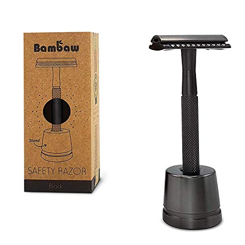 Metall Rasierer Herren Nass | Rasierhobel mit Ständer | Hobel Rasierer Nachhaltig | Bart Rasierer Herren | Zero Waster Rasierer | DE Safety Razor | Nassrasierer Herren | Rasierhobel Herren | Bambaw