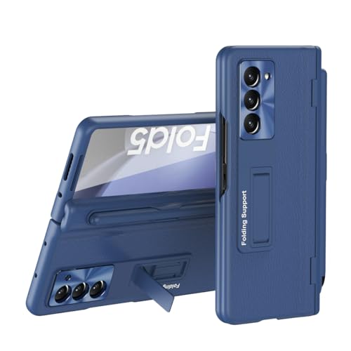 Protection Samsung Galaxy Z Fold 6 étui rabat cuir béquille charnière magnétique bleu