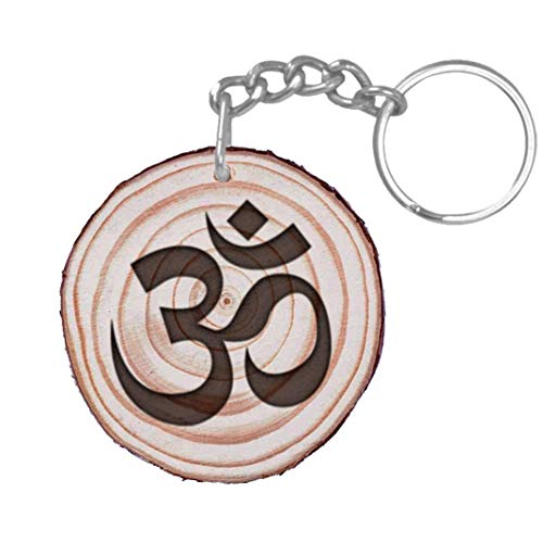 Imagen de Llavero Simbolo Om Personalizado por Su Cara Trasera Llavero Zen Personalizable Regalo Espiritual Grabado En Madera