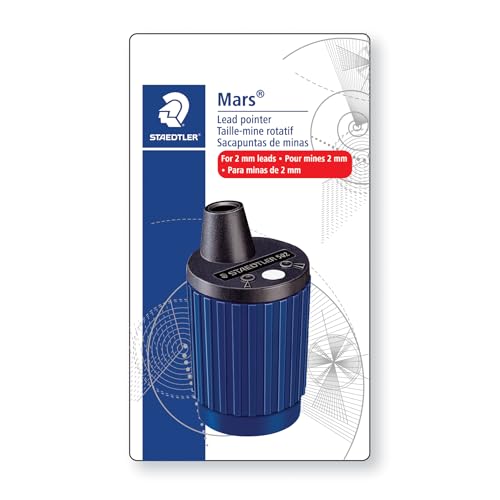 Staedtler Mars Bleispitzer – Präzisions-Druckbleistiftspitzer mit Auto-Stop für 2 mm Bleistifte – Drehfunktion mit Staubwischer und verstellbarem Kegel