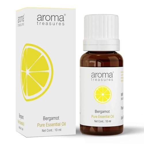 Image of Aroma Treasures Bergamot Essential Oil | 100% Pure & Natural Theraputic Essential oil for healthy Skin, body, Aromatherapy - 10ml