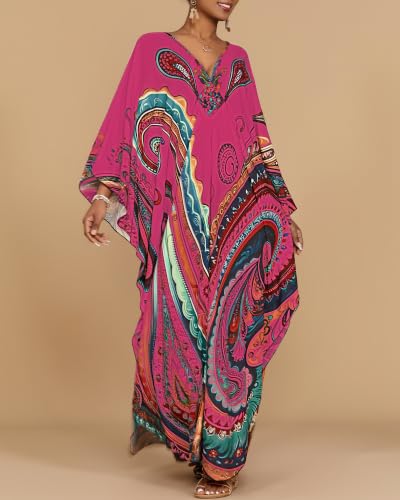 Image of Bsubseach Moo Moos for Women Batwing Sleeve Kaftan Dresses with Pockets