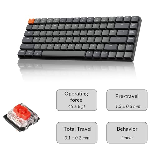 Image of Keychron K3 Version 2, 84 Keys Ultra-Slim Wireless Bluetooth /USB Wired Mechanical Keyboard with White LED Backlit, Low-Profile Gateron Mechanical Red Switch Compatible with Mac Windows