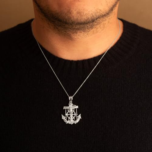 Claddagh Gold Men's Fine Jewelry .925 Sterling Silver Mariner Crucifix Anchor Cross Pendant Charm2