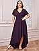 ZOMVA Plus Size 1X-4X Sparkly Glitter Formal Maxi A Line Dress Sparkle Wrap Ruffle Sleeve Prom Dresses Cocktail Evening Gown, Purple, 2X