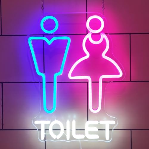 Drôle mâle gauche femelle droite toilettes LED enseignes au néon, lumières au néon WC dimmables personnalisées, bar boîte de nuit toilettes tenture...
