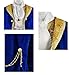 Men's Beast Costume Royal Prince Outfit Beast Halloween Cosplay Blue Velvet Coat Brocade Vest Suit Set (Blue, Large)
