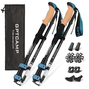 GPTCAMP Walking Sticks,Trekking Poles Collapsible Hiking Poles,Lightweight Folding Travel Walking Pole for Men Women,2pc Adjustable Hiking Stick with EVA Foam Grips for Backpacking