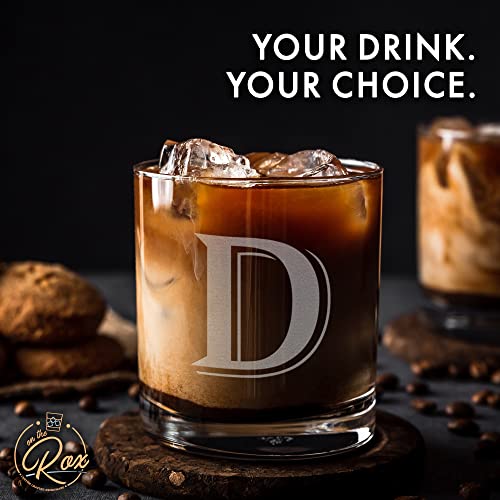 Monogrammed Gifts for Men - 4PC 11 Oz Custom Whiskey Glasses (D-Monogram) - Engraved Whiskey Glasses - Personalized Whiskey Glasses - Unique Bourbon Glasses - Personalized Glass Gifts for Dad - Thumbnail 6