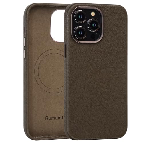 Image of Leather Case for iPhone 14 Pro Max Compatible with Magsafe Coffee Brown